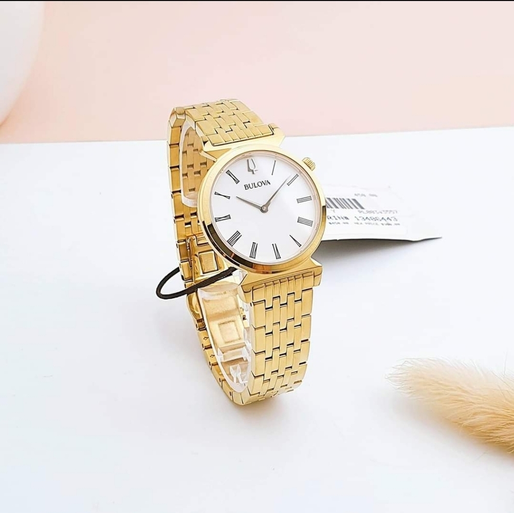 ***BRAND NEW*** Bulova Regetta White Dial Gold Tone Steel Women's Watch - Picture 6 of 10